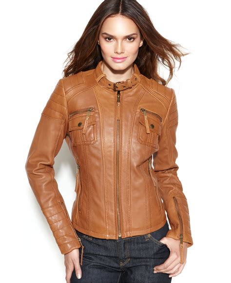 women's leather jacket michael kors|michael kors women's long jackets.